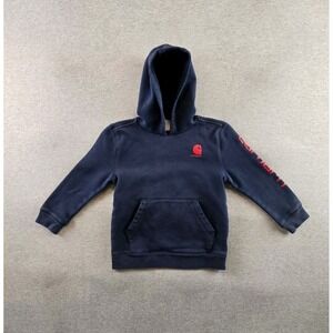 Carhartt Hoodie Boys Sz 7 Navy Spell Out Sleeve Youth‎ Sweatshirt Workwear Logo